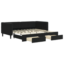 Slaapbank S Fluweel 90 x 190 cm Zwart met onderschuifbed en lade
