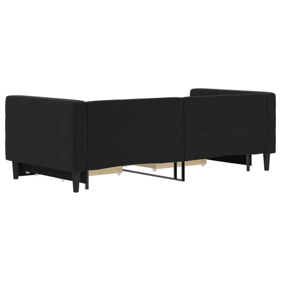 Slaapbank S Fluweel 90 x 190 cm Zwart met onderschuifbed en lade