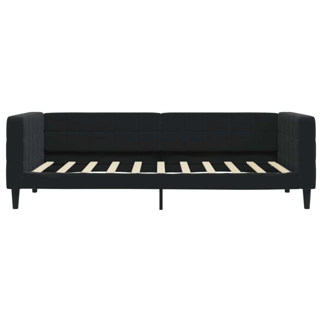 Slaapbank S Fluweel 90 x 190 cm Zwart met onderschuifbed en lade