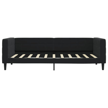 Slaapbank S Fluweel 90 x 190 cm Zwart met onderschuifbed en lade