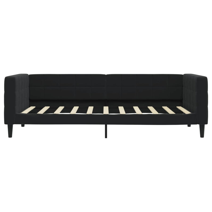 Slaapbank S Fluweel 90 x 190 cm Zwart met onderschuifbed en lade