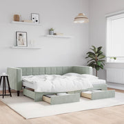 Slaapbank onderschuifbed lades 80x200 cm fluweel lichtgrijs