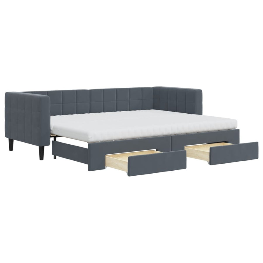 Slaapbank onderschuifbed en lades 80x200 cm fluweel donkergrijs