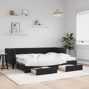 Slaapbank met onderschuifbed en lades 80x200 cm zwart
