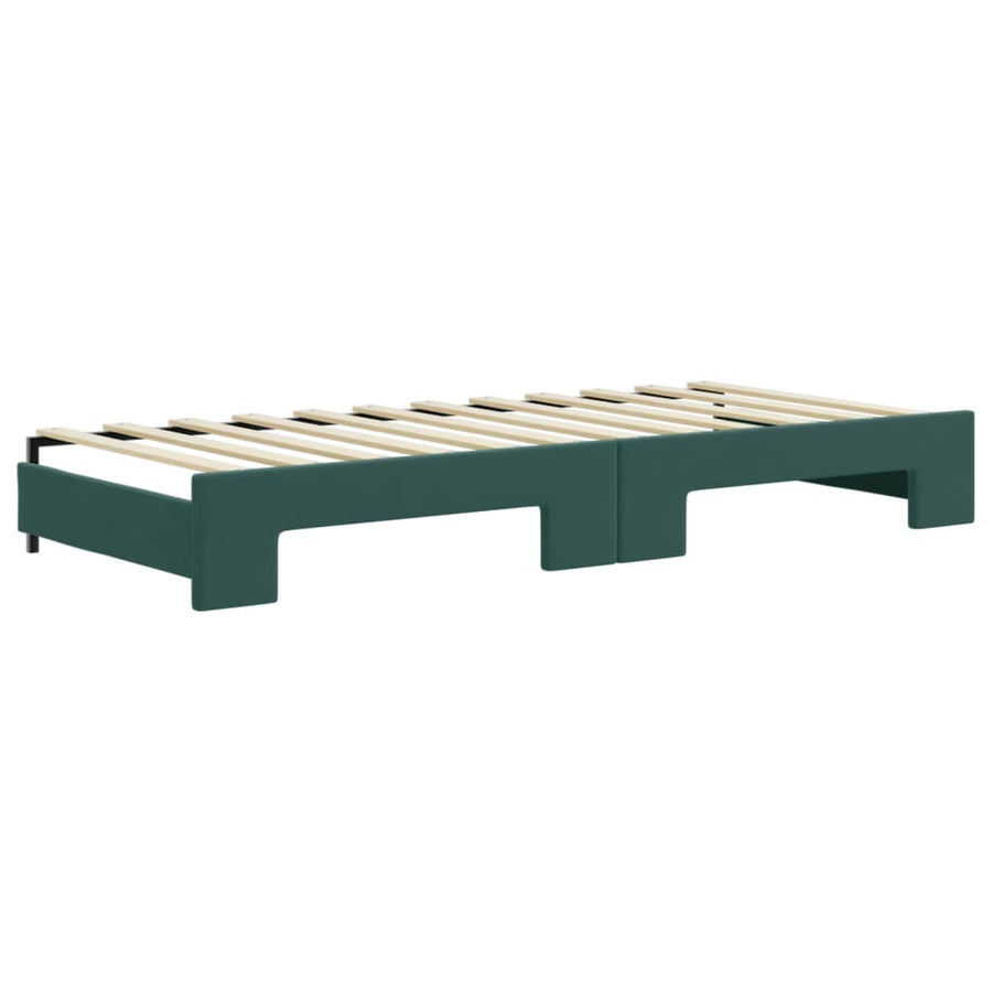 Slaapbank onderschuifbed en lades 90x200 cm fluweel donkergroen