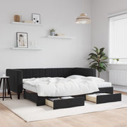 Slaapbank met onderschuifbed en lades 90x200 cm zwart