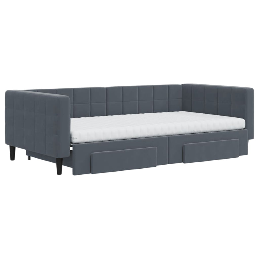 Slaapbank onderschuifbed lades 100x200 cm fluweel donkergrijs