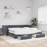 Slaapbank onderschuifbed met lades 100x200 cm donkergrijs