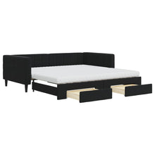 Slaapbank met onderschuifbed en lades 100x200 cm fluweel zwart 100 x 200 cm Zwart