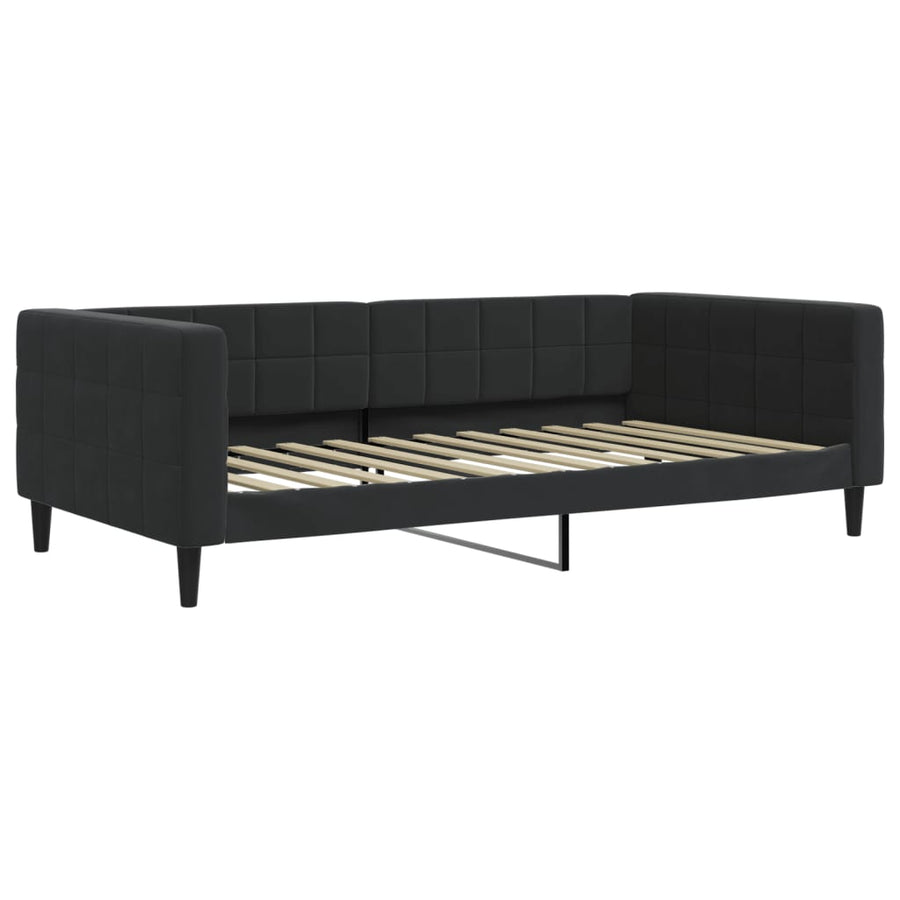 Slaapbank met onderschuifbed en lades 100x200 cm fluweel zwart 100 x 200 cm Zwart