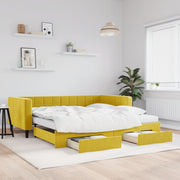 Slaapbank met onderschuifbed en lades 100x200 cm geel