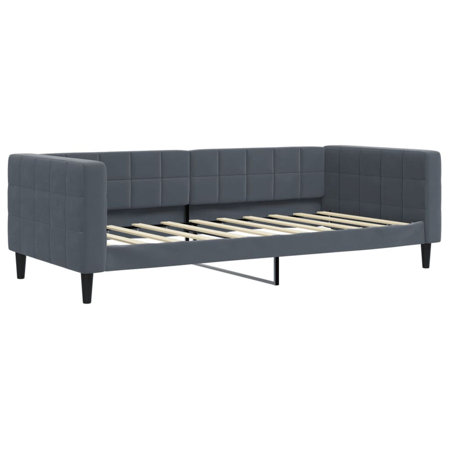Slaapbank Onderschuifbed En Lades Fluweel 90 x 190 cm Donkergrijs