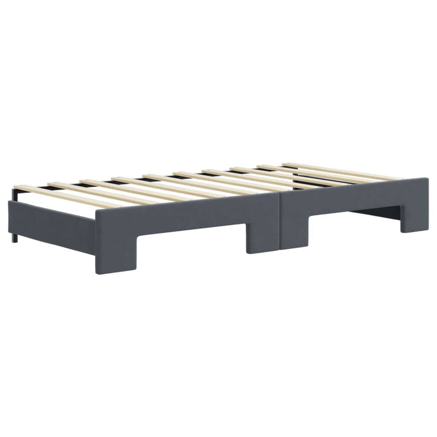 Slaapbank Onderschuifbed En Lades Fluweel 90 x 190 cm Donkergrijs