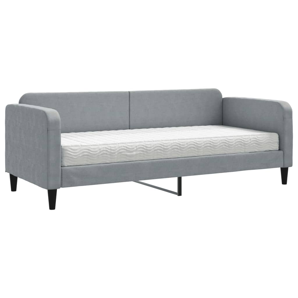 Slaapbank Stof 80 x 200 cm Lichtgrijs met matras