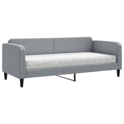 Slaapbank Stof 80 x 200 cm Lichtgrijs met matras
