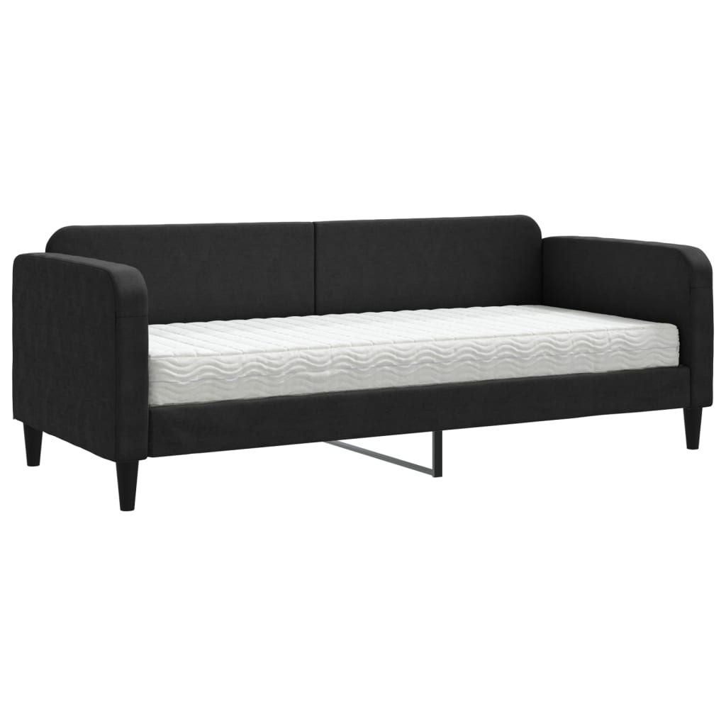 Slaapbank Stof 80 x 200 cm Zwart met matras