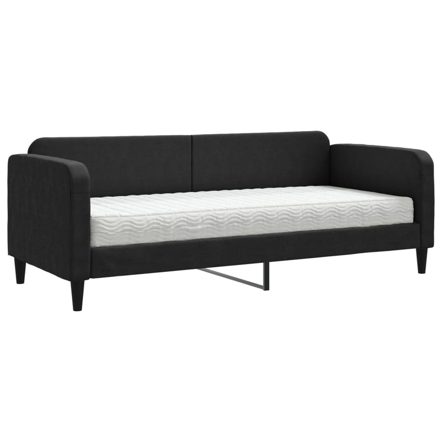 Slaapbank Stof 80 x 200 cm Zwart met matras