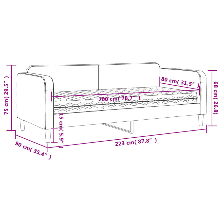 Slaapbank Stof Kleurig 80 x 200 cm Crème met matras