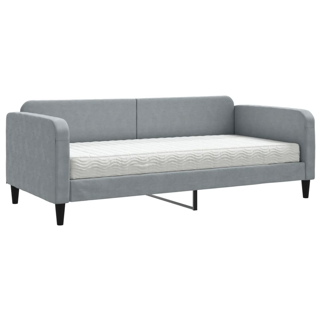 Slaapbank Stof 90 x 200 cm Lichtgrijs met matras