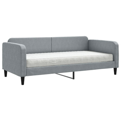 Slaapbank Stof 90 x 200 cm Lichtgrijs met matras