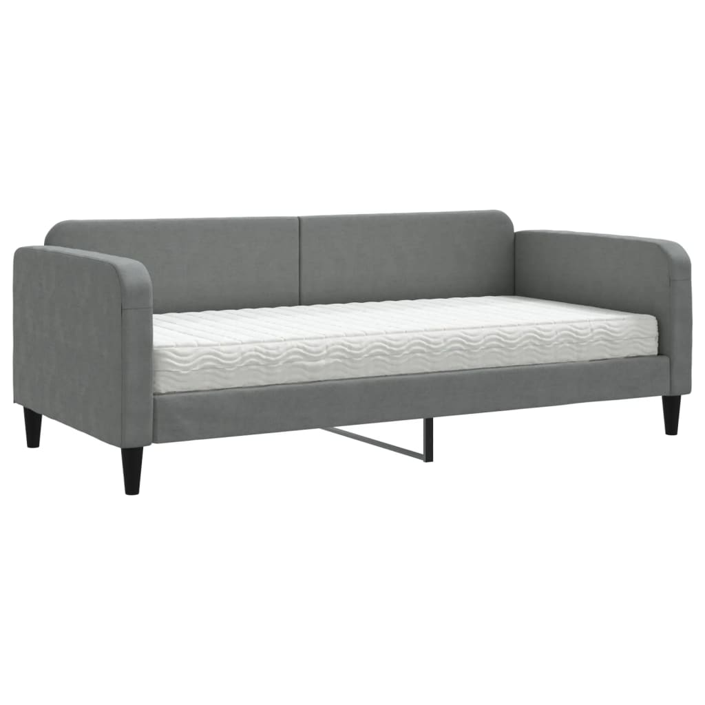 Slaapbank Stof 90 x 200 cm Donkergrijs met matras