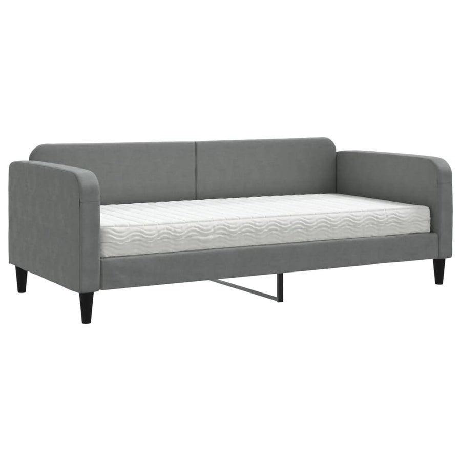 Slaapbank Stof 90 x 200 cm Donkergrijs met matras