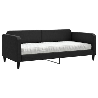 Slaapbank Stof 90 x 200 cm Zwart met matras