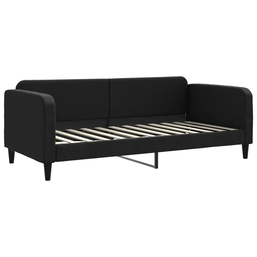 Slaapbank Stof 90 x 200 cm Zwart met matras