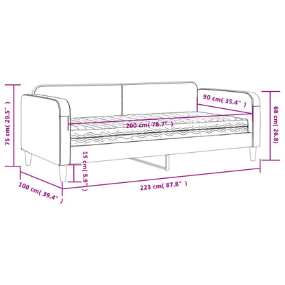 Slaapbank Stof 90 x 200 cm Zwart met matras