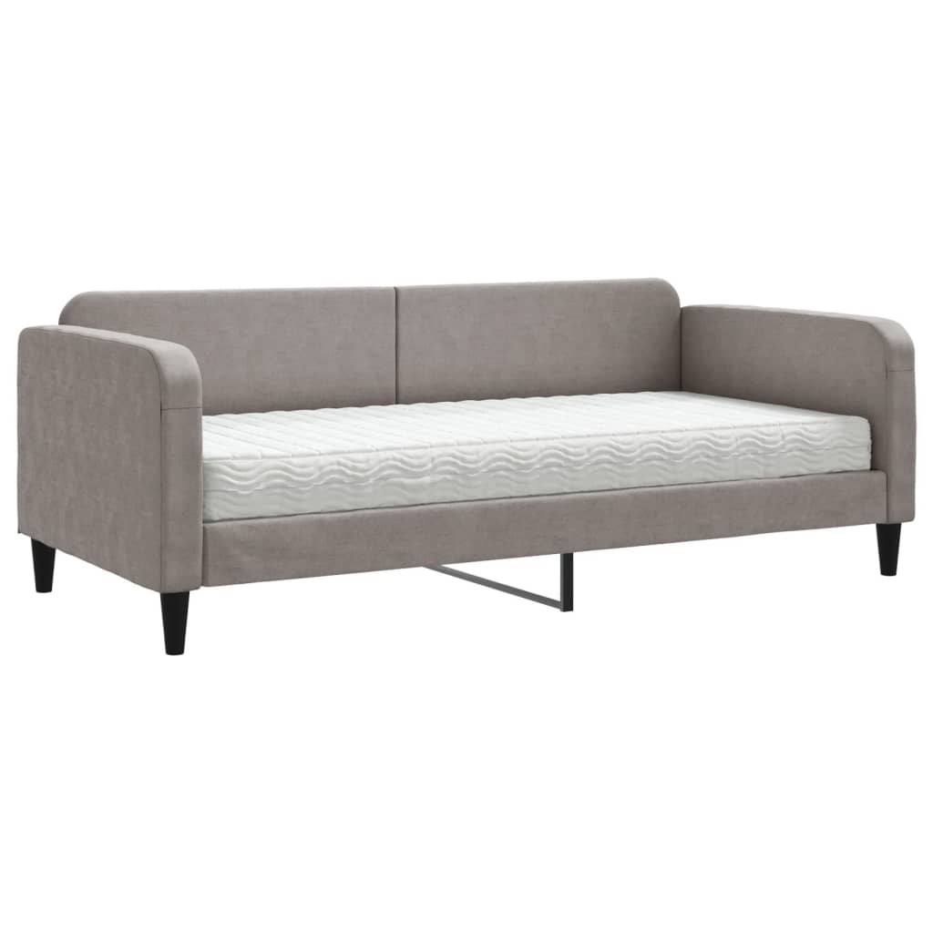 Slaapbank Stof 90 x 200 cm Taupe met matras
