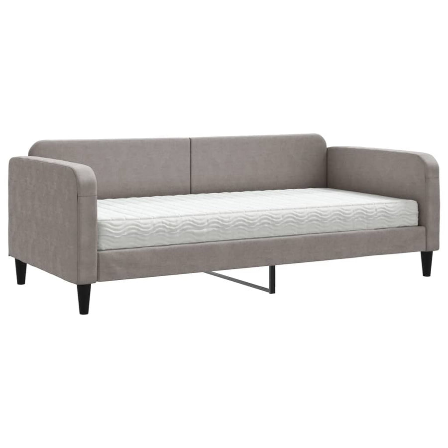 Slaapbank Stof 90 x 200 cm Taupe met matras