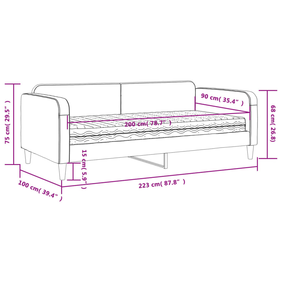 Slaapbank Stof 90 x 200 cm Taupe met matras