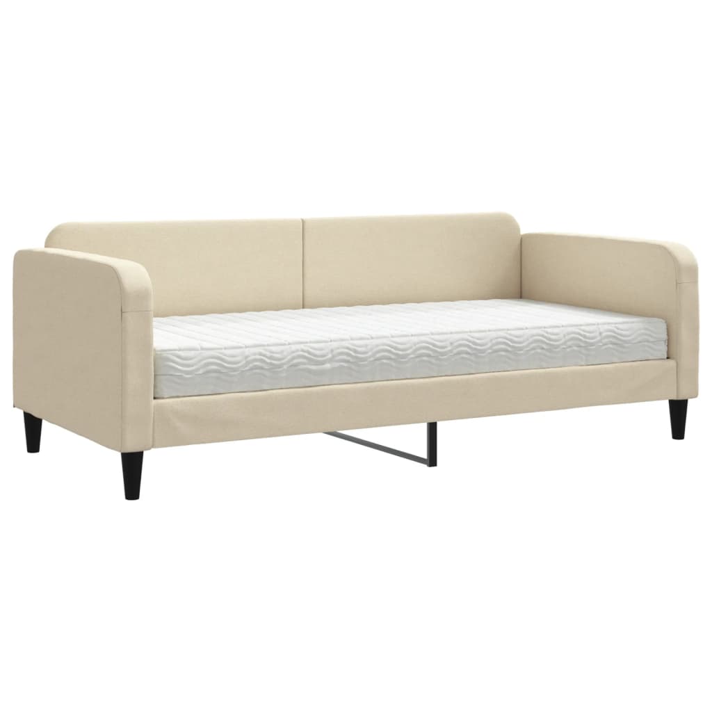 Slaapbank Stof Kleurig 90 x 200 cm Crème met matras