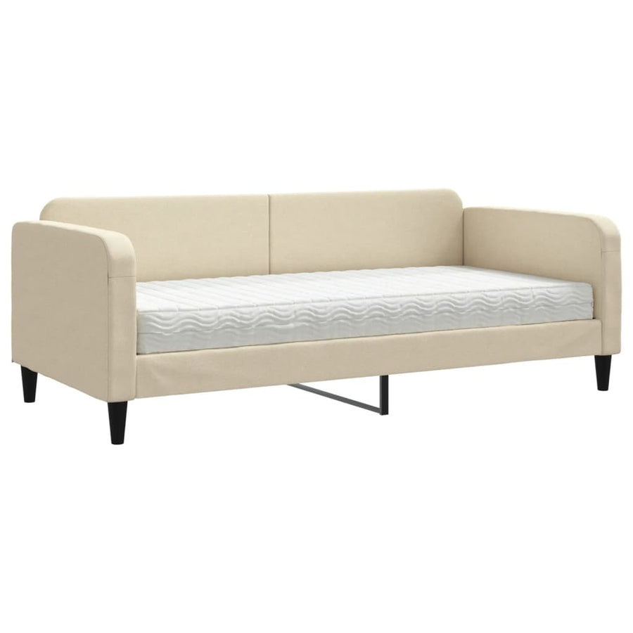 Slaapbank Stof Kleurig 90 x 200 cm Crème met matras