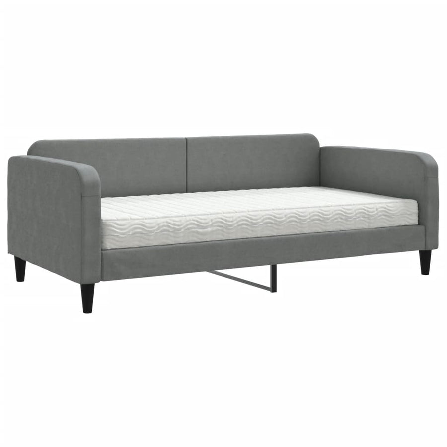 Slaapbank met matras 100x200 cm stof donkergrijs 100 x 200 cm Donkergrijs met matras