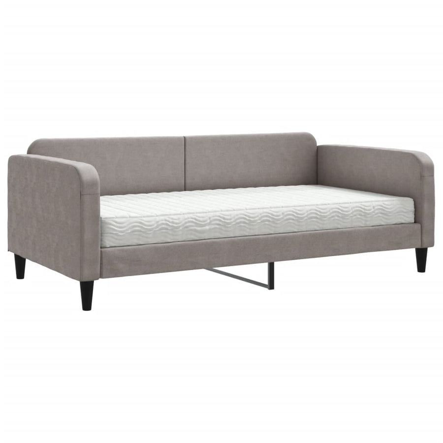 Slaapbank Stof 100 x 200 cm Taupe met matras