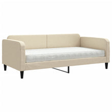 Slaapbank met matras 100x200 cm stof crèmekleurig 100 x 200 cm Crème met matras
