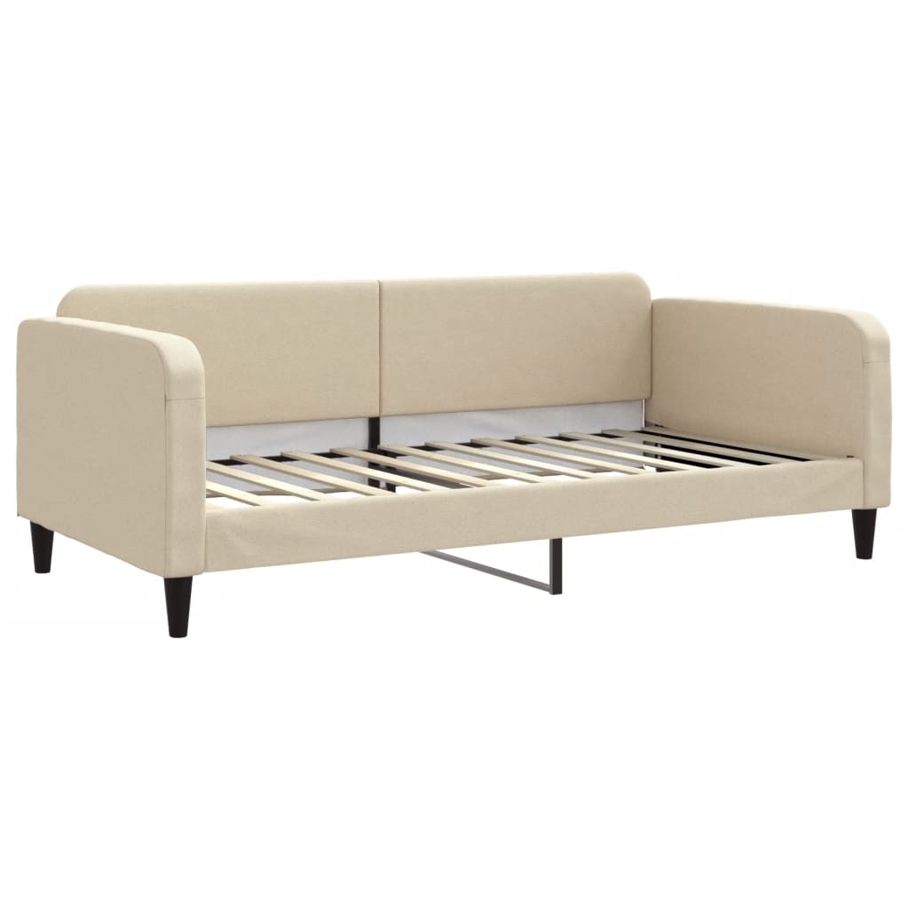 Slaapbank met matras 100x200 cm stof crèmekleurig 100 x 200 cm Crème met matras