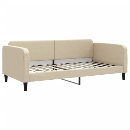 Slaapbank met matras 100x200 cm stof crèmekleurig 100 x 200 cm Crème met matras