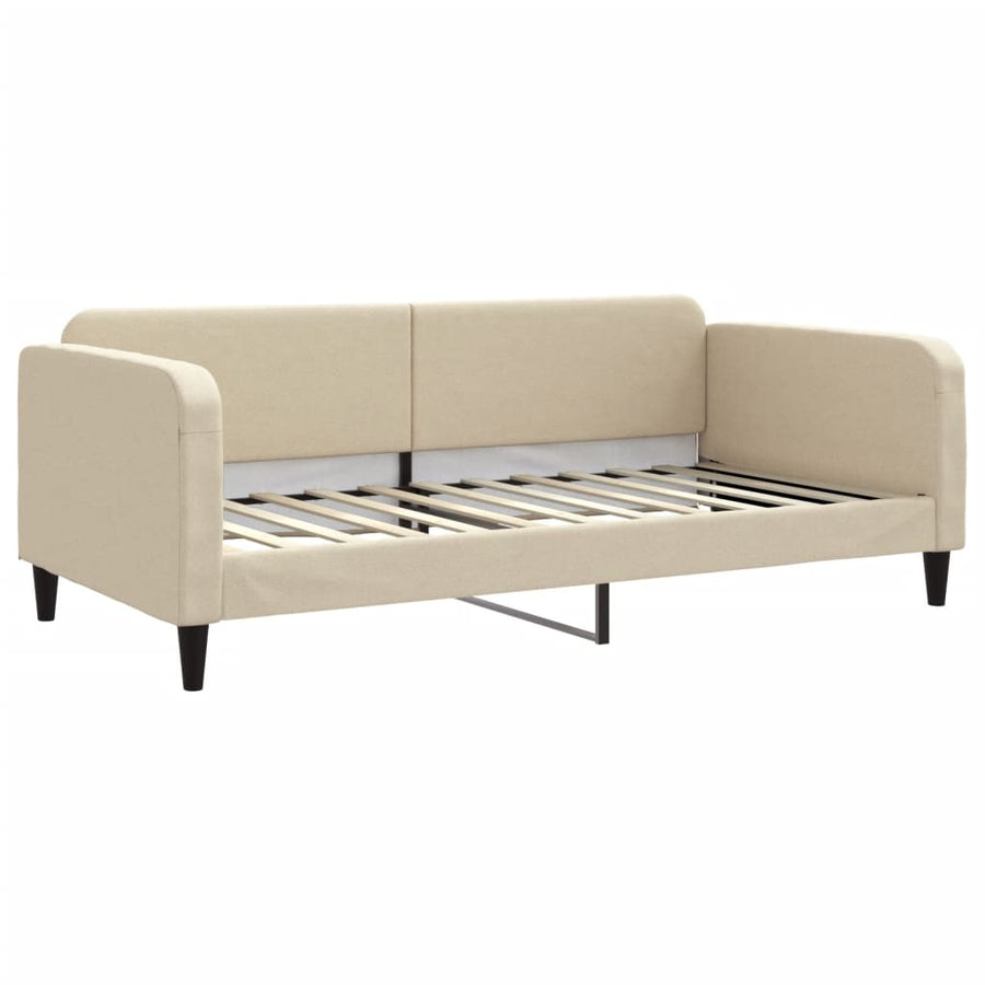 Slaapbank met matras 100x200 cm stof crèmekleurig 100 x 200 cm Crème met matras