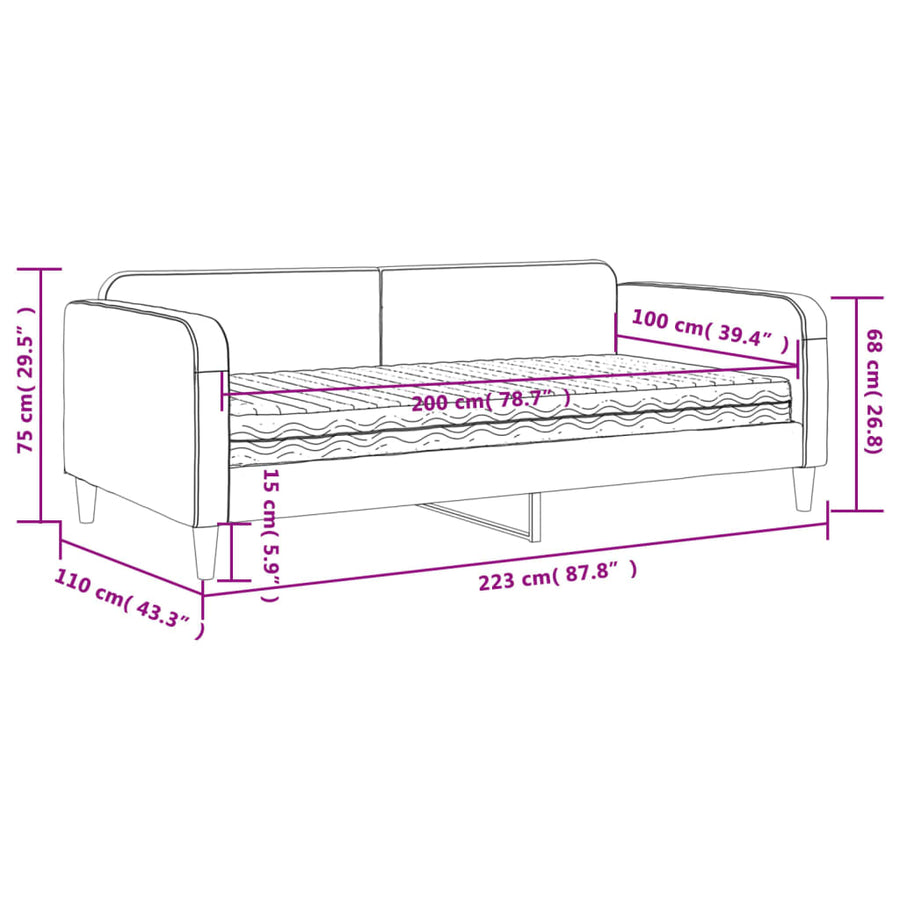 Slaapbank met matras 100x200 cm stof crèmekleurig 100 x 200 cm Crème met matras