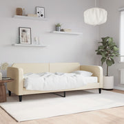 Slaapbank 100x200 cm stof crèmekleurig met matras