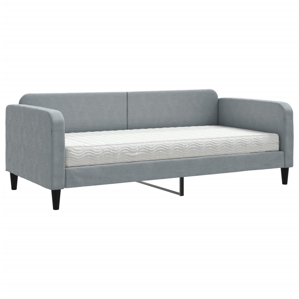 Slaapbank Stof 90 x 190 cm Lichtgrijs met matras