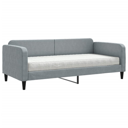 Slaapbank Stof 90 x 190 cm Lichtgrijs met matras