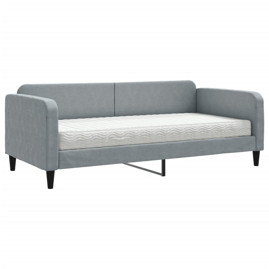 Slaapbank Stof 90 x 190 cm Lichtgrijs met matras