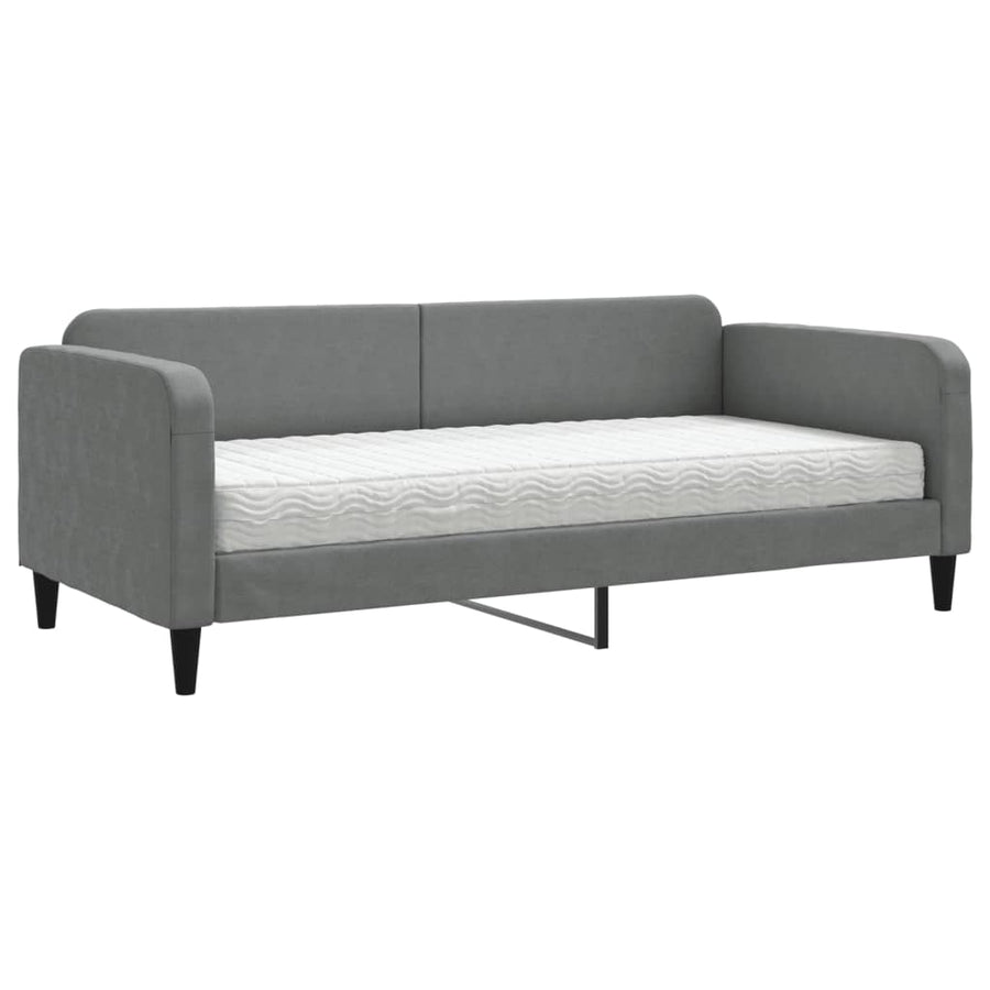 Slaapbank met matras 90x190 cm stof donkergrijs