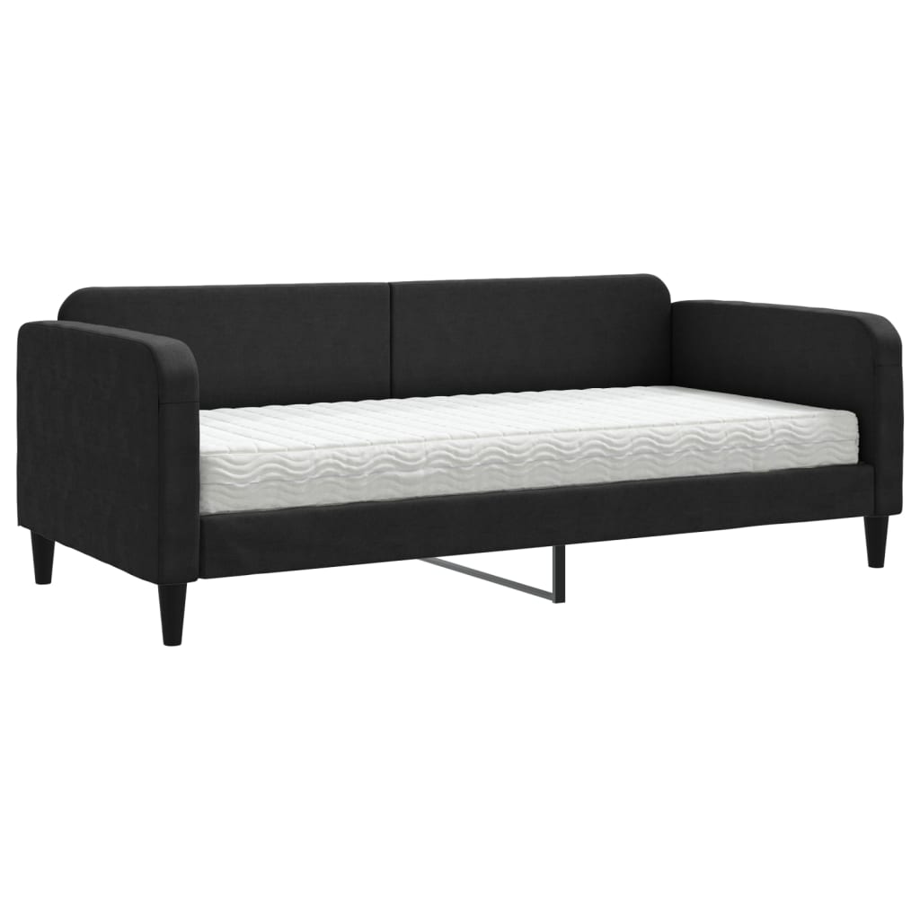 Slaapbank met matras 90x190 cm stof zwart