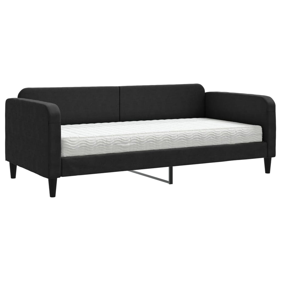 Slaapbank met matras 90x190 cm stof zwart