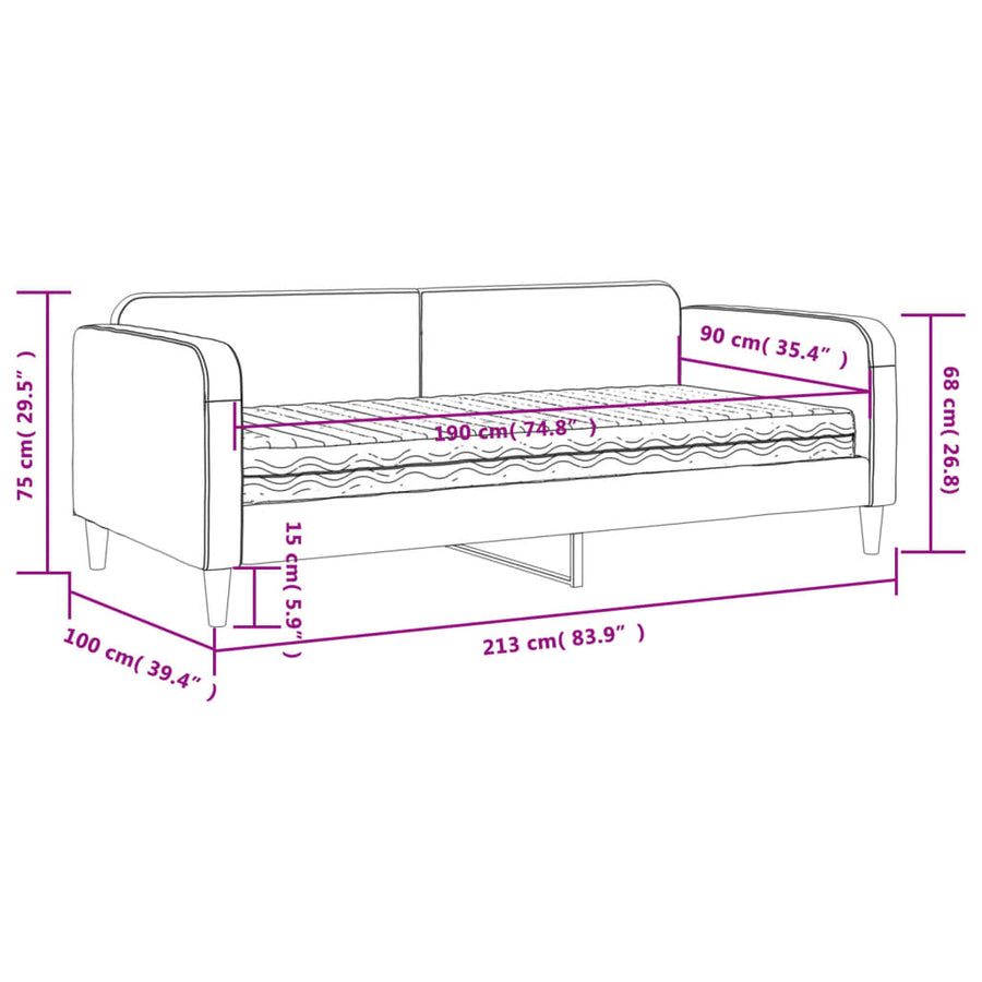 Slaapbank met matras 90x190 cm stof zwart
