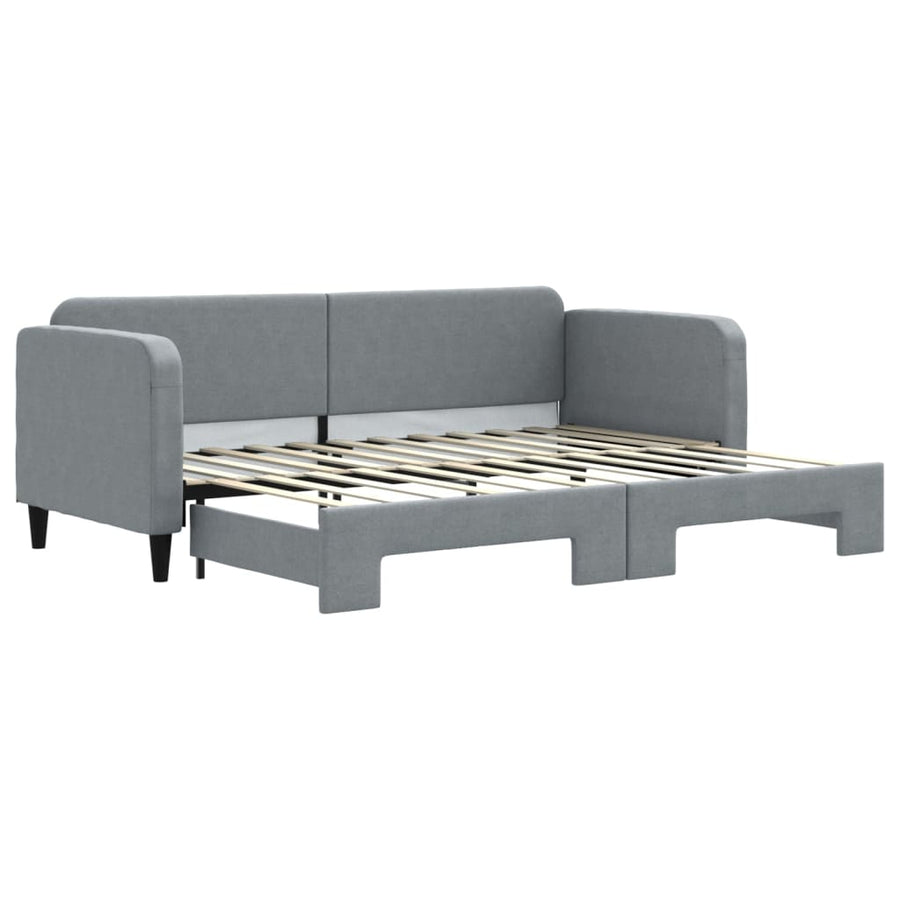 Slaapbank Stof 80 x 200 cm Lichtgrijs met onderschuifbed